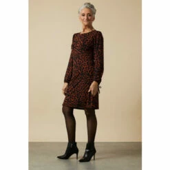 Wallis Petite Neutral Animal Tie Cuff Jersey Shift Dress For Female