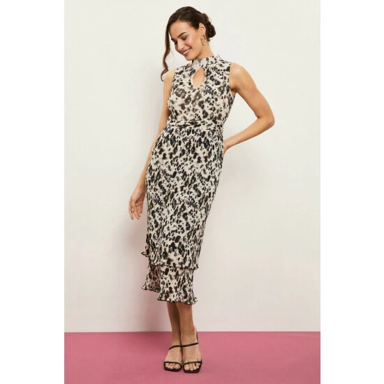 Wallis Animal Pleated Halter Neck Layer Dress For Female 9 Wallis Animal Pleated Halter Neck Layer Dress For Female - Image 7