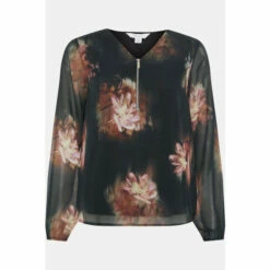 Wallis Petite Blurred Floral Zip Top For Female -Cheap Wallis Store unnamed file 4111