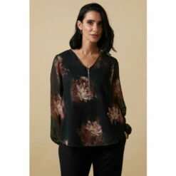 Wallis Petite Blurred Floral Zip Top For Female -Cheap Wallis Store unnamed file 4112