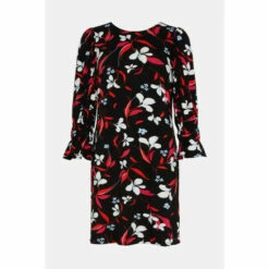 Wallis Black Floral Flute Sleeve Jersey Shift Dress For Female -Cheap Wallis Store unnamed file 4117