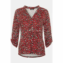 Wallis Red Animal Button Down Jersey Shirt For Female -Cheap Wallis Store unnamed file 4180