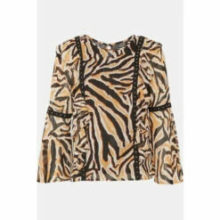 Wallis Metallic Animal Stud Trim Fluted Sleeve Top For Female -Cheap Wallis Store unnamed file 4193