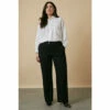 Wallis Curve Black Smart Wide Leg Trousers For Female