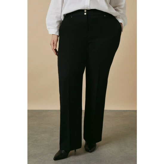Wallis Curve Black Smart Wide Leg Trousers For Female 4 Wallis Curve Black Smart Wide Leg Trousers For Female - Image 2