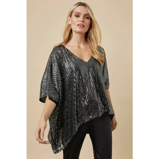 Wallis Sequin Asymmetric Overlay Top For Female 8 Wallis Sequin Asymmetric Overlay Top For Female - Image 6