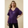 Wallis Petite Sequin Cold Shoulder Top For Female