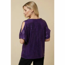 Wallis Petite Sequin Cold Shoulder Top For Female -Cheap Wallis Store unnamed file 4294