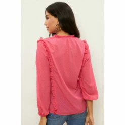 Wallis Pink Dobby Ruffle Top For Female -Cheap Wallis Store unnamed file 4311