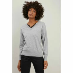 Wallis Lace Insert V Neck Jumper For Female -Cheap Wallis Store unnamed file 4320