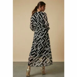 Wallis Tall Mono Geo Blouson Sleeve Wrap Midi Dress For Female -Cheap Wallis Store unnamed file 4335