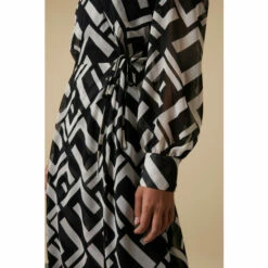 Wallis Tall Mono Geo Blouson Sleeve Wrap Midi Dress For Female -Cheap Wallis Store unnamed file 4336