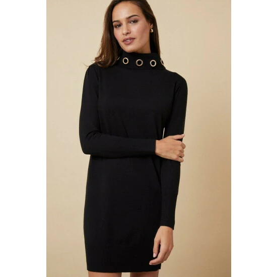 Wallis Black Polo Eyelet Necklace Dress For Female 4 Wallis Black Polo Eyelet Necklace Dress For Female - Image 2