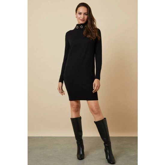 Wallis Black Polo Eyelet Necklace Dress For Female 8 Wallis Black Polo Eyelet Necklace Dress For Female - Image 6