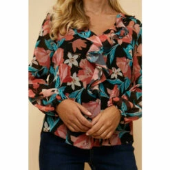 Wallis Petite Black Floral Ruffle Front Top For Female -Cheap Wallis Store unnamed file 4365