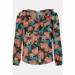 Wallis Petite Black Floral Ruffle Front Top For Female -Cheap Wallis Store unnamed file 4366
