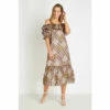 Wallis Paisley Patchwork Ruffle Cold Shoulder Dress For Female -Cheap Wallis Store unnamed file 4370
