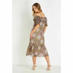 Wallis Paisley Patchwork Ruffle Cold Shoulder Dress For Female -Cheap Wallis Store unnamed file 4372