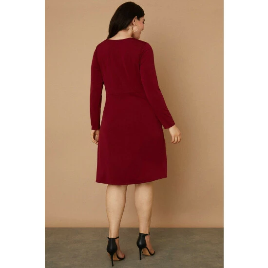 Wallis Curve Wine Jersey Knot Dress For Female 5 Wallis Curve Wine Jersey Knot Dress For Female - Image 3