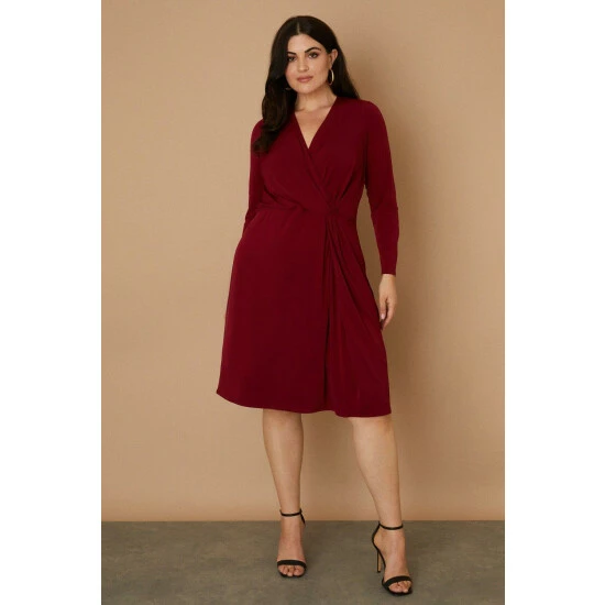 Wallis Curve Wine Jersey Knot Dress For Female 8 Wallis Curve Wine Jersey Knot Dress For Female - Image 6