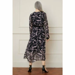 Wallis Silk Mix Feather Print Split Sleeve Wrap Midi Dress For Female -Cheap Wallis Store unnamed file 439