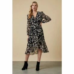 Wallis Mono Leopard Belted Wrap Dress For Female -Cheap Wallis Store unnamed file 4420