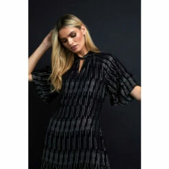 Wallis Metallic Stripe Ruffle Hem Midi Dress For Female -Cheap Wallis Store unnamed file 4424