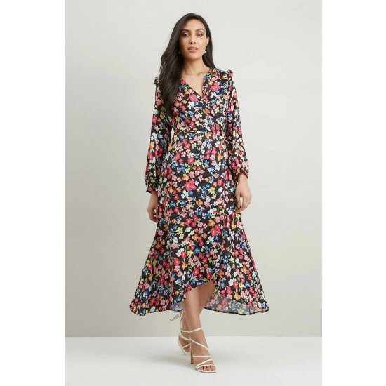 Wallis Petite Ditsy Floral Print Midi Wrap Dress For Female 4 Wallis Petite Ditsy Floral Print Midi Wrap Dress For Female - Image 2
