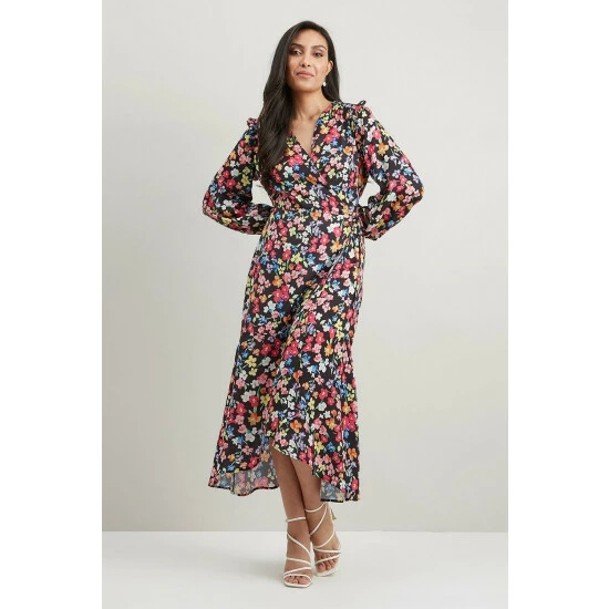 Wallis Petite Ditsy Floral Print Midi Wrap Dress For Female 8 Wallis Petite Ditsy Floral Print Midi Wrap Dress For Female - Image 6