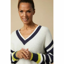 Wallis Ivory Striped V Neck Jumper For Female -Cheap Wallis Store unnamed file 4436