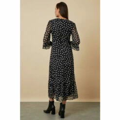 Wallis Tall Mono Spot Ruffle Sleeve Tea Dress For Female -Cheap Wallis Store unnamed file 4442