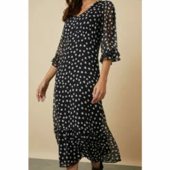 Wallis Tall Mono Spot Ruffle Sleeve Tea Dress For Female -Cheap Wallis Store unnamed file 4443