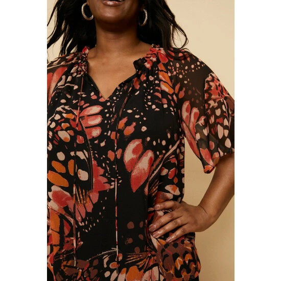 Wallis Curve Rust Butterfly Angel Sleeve Top For Female 6 Wallis Curve Rust Butterfly Angel Sleeve Top For Female - Image 4