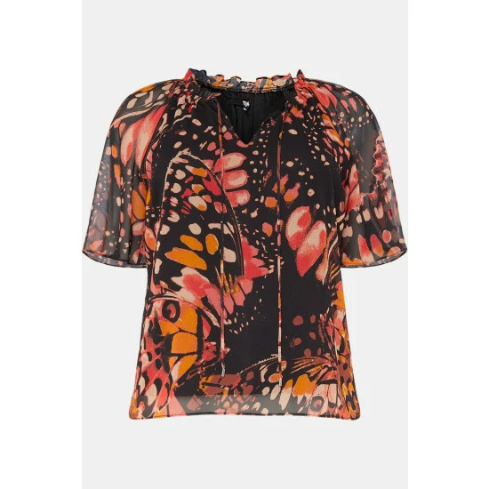 Wallis Curve Rust Butterfly Angel Sleeve Top For Female 7 Wallis Curve Rust Butterfly Angel Sleeve Top For Female - Image 5