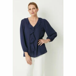 Wallis Navy Ruffle Front Blouse For Female -Cheap Wallis Store unnamed file 452