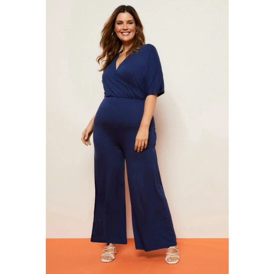 Wallis Curve Navy Jersey Wrap Jumpsuit For Female 3 Wallis Curve Navy Jersey Wrap Jumpsuit For Female
