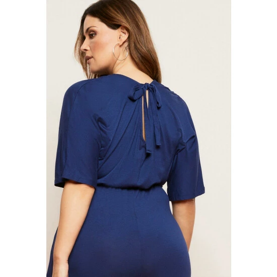Wallis Curve Navy Jersey Wrap Jumpsuit For Female 6 Wallis Curve Navy Jersey Wrap Jumpsuit For Female - Image 4