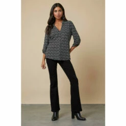 Wallis Mono Spot Button Down Jersey Shirt For Female -Cheap Wallis Store unnamed file 4571