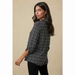 Wallis Mono Spot Button Down Jersey Shirt For Female -Cheap Wallis Store unnamed file 4572