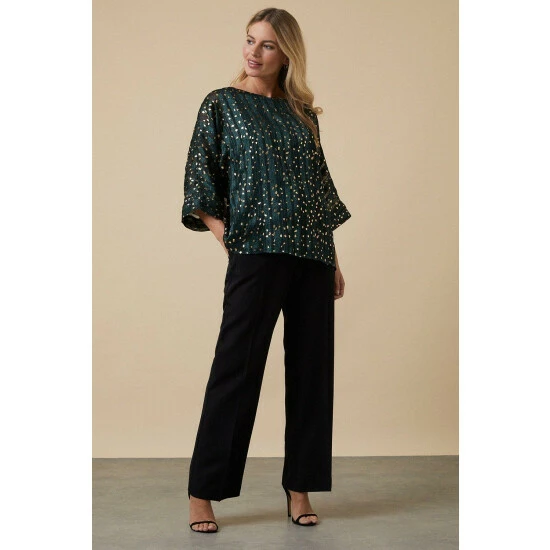 Wallis Petite Green Animal Foil Print Overlayer Top For Female 4 Wallis Petite Green Animal Foil Print Overlayer Top For Female - Image 2
