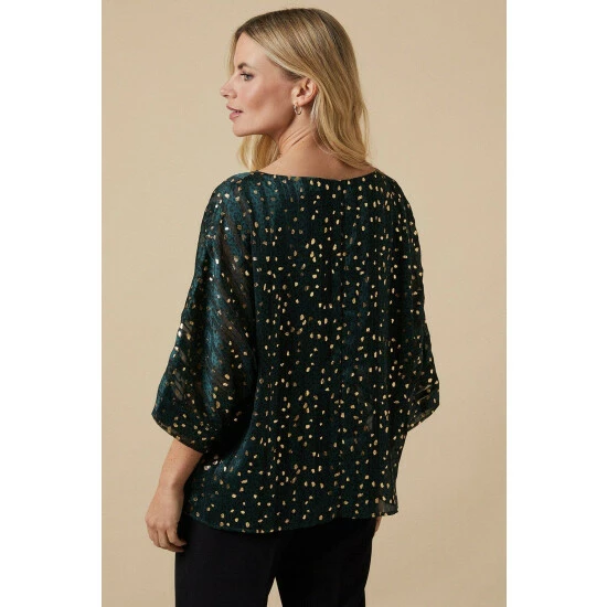Wallis Petite Green Animal Foil Print Overlayer Top For Female 5 Wallis Petite Green Animal Foil Print Overlayer Top For Female - Image 3