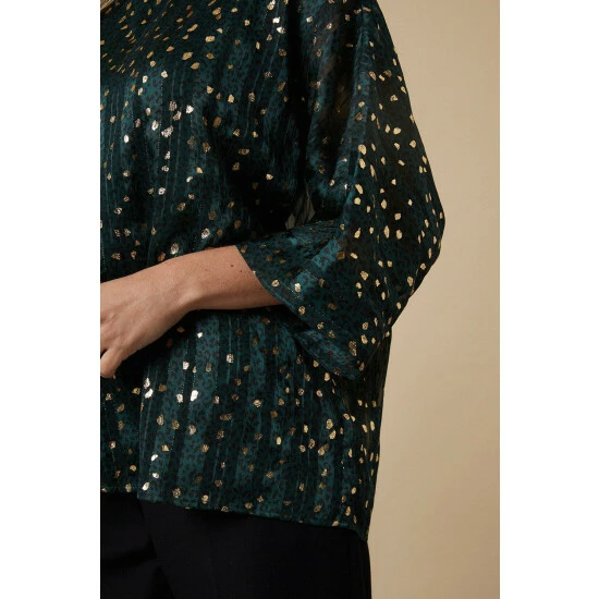 Wallis Petite Green Animal Foil Print Overlayer Top For Female 6 Wallis Petite Green Animal Foil Print Overlayer Top For Female - Image 4