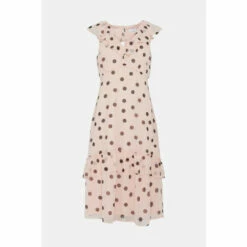 Wallis Petite Blush Spot Ruffle Midi Dress For Female -Cheap Wallis Store unnamed file 4600