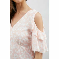 Wallis Leaf Printed Cold Shoulder Dress For Female -Cheap Wallis Store unnamed file 4605