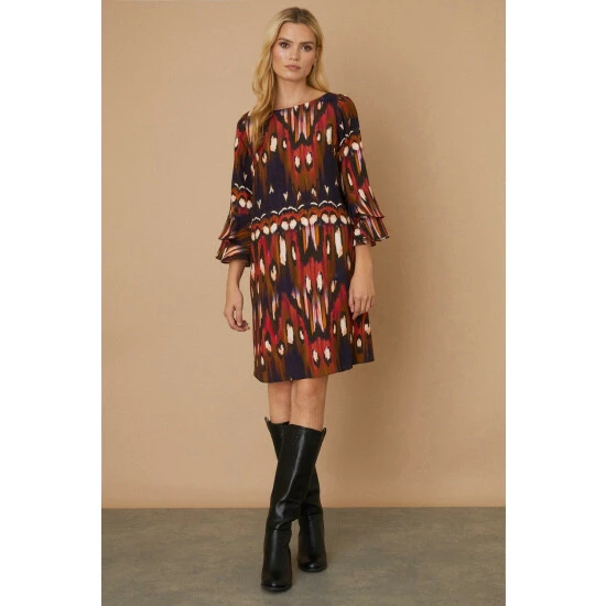 Wallis Black Blurred Peacock Slash Neck Shift Dress For Female 3 Wallis Black Blurred Peacock Slash Neck Shift Dress For Female