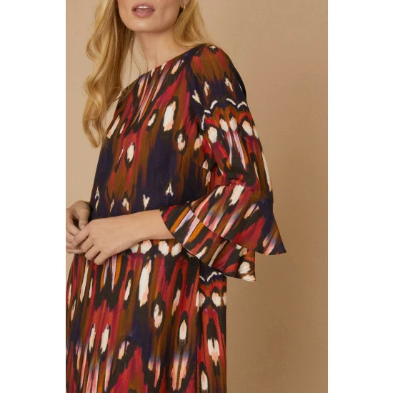 Wallis Black Blurred Peacock Slash Neck Shift Dress For Female 6 Wallis Black Blurred Peacock Slash Neck Shift Dress For Female - Image 4