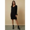 Wallis Black V Neck Chiffon Contrast Ponte Dress For Female