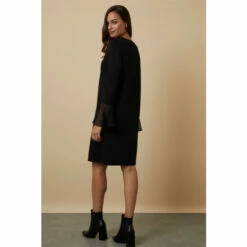 Wallis Black V Neck Chiffon Contrast Ponte Dress For Female 10 Wallis Black V Neck Chiffon Contrast Ponte Dress For Female -Cheap Wallis Store unnamed file 4635