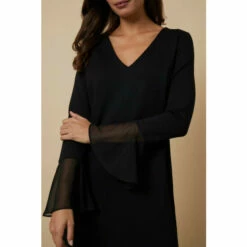 Wallis Black V Neck Chiffon Contrast Ponte Dress For Female 11 Wallis Black V Neck Chiffon Contrast Ponte Dress For Female -Cheap Wallis Store unnamed file 4636