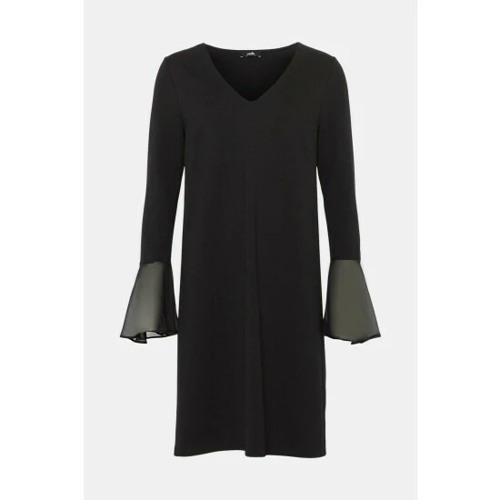 Wallis Black V Neck Chiffon Contrast Ponte Dress For Female 7 Wallis Black V Neck Chiffon Contrast Ponte Dress For Female - Image 5